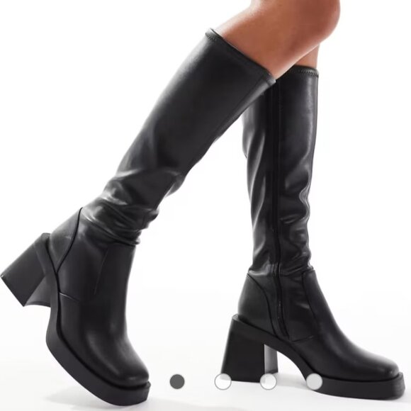 ASOS Shoes - ASOS DESIGN Wide Fit Charlotte heeled knee boots in black